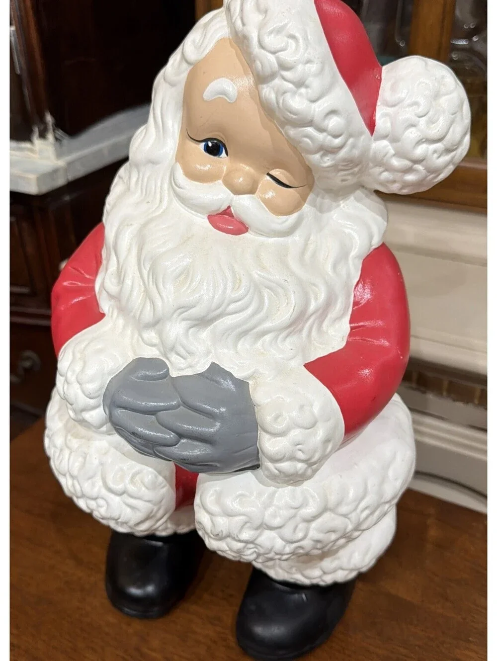 Vintage Ceramic Winking Santa Claus Figurine Atlantic Mold Large 16” MK Signed